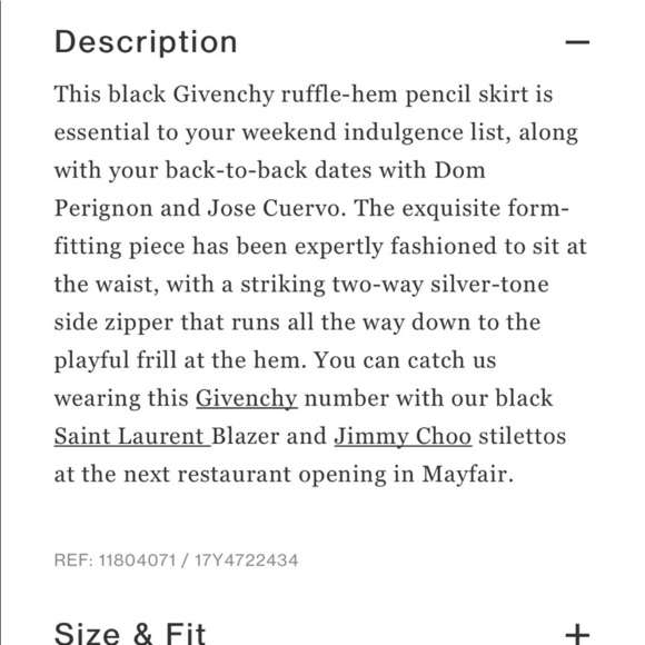 Givenchy Black Ruffle Hem Side Zipper Pencil Skirt - Picture 7 of 16